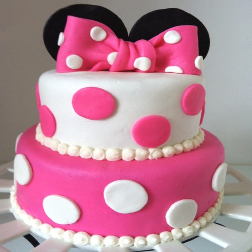 Minnie Mouse Theme 2 Tier Cake Delivery in Gurugram