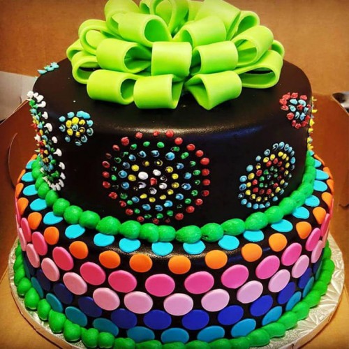 Neon Glow Birthday Fondant Cake Delivery in Gurugram