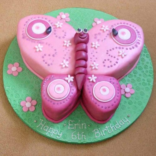 Pink Butterfly Fondant Cake Delivery in Gurugram