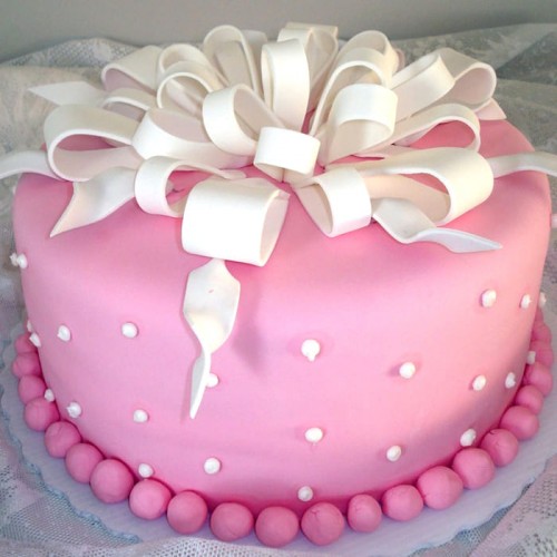 Pink Designer Fondant Cake Delivery in Gurugram