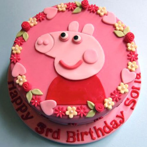 Pink Peppa Pig Fondant Cake Delivery in Gurugram