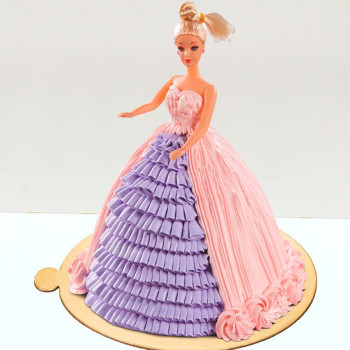 Pink & Purple Barbie Cream Cake Pink & Purple Barbie Cream Cake