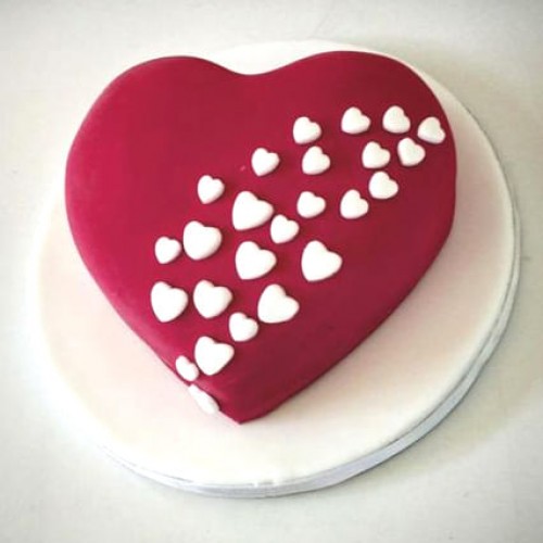 Red Heart Romantic Fondant Cake Delivery in Gurugram