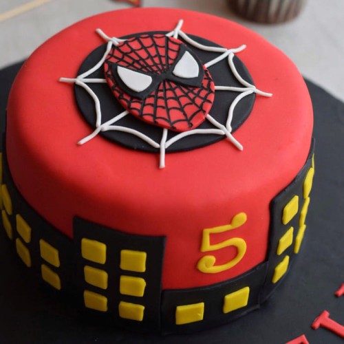 Round Fondant Spiderman Cake Delivery in Gurugram Round Fondant Spiderman Cake Delivery in Gurugram