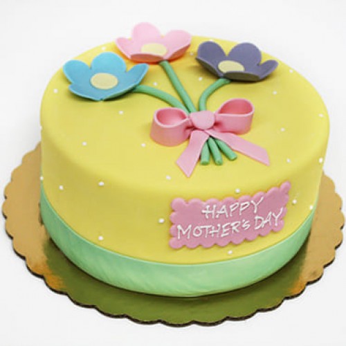 Yellow Floral Fondant Cake Delivery in Gurugram