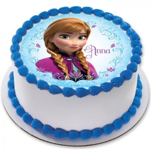 Disney Anna Frozen Round Photo Cake Delivery in Delhi NCR