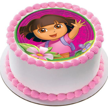 Dora Cartoon Round Photo Cake Dora Cartoon Round Photo Cake