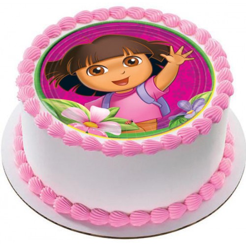 Dora Cartoon Round Photo Cake Delivery in Gurugram