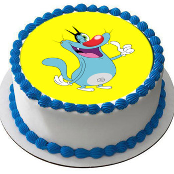 Oggy Cartoon Round Photo Cake Oggy Cartoon Round Photo Cake