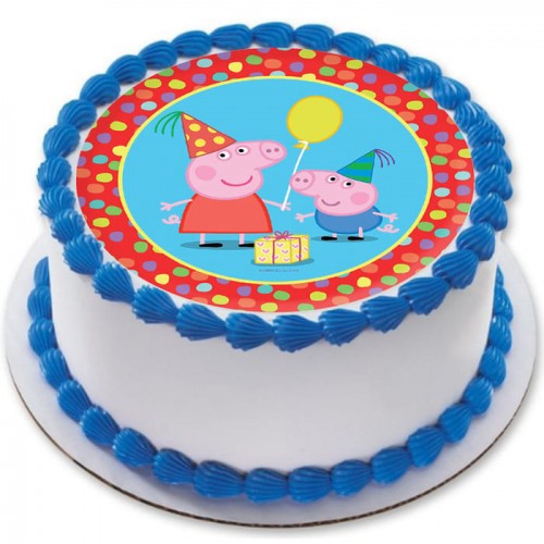 Peppa Pig Cartoon Round Photo Cake Delivery in Gurugram