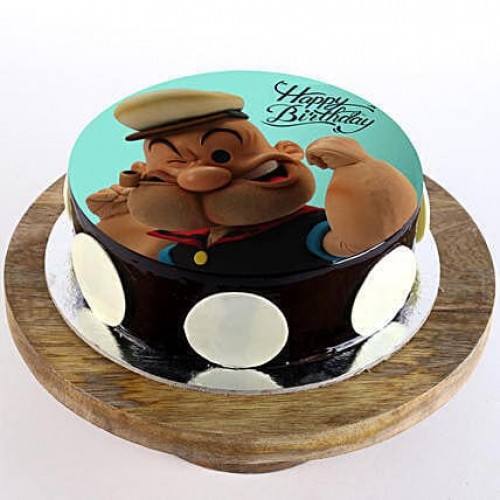 Popeye Cartoon Chocolate Photo Cake Delivery in Gurugram