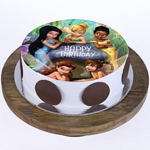 Tinkerbell Fairies Pineapple Photo Cake Delivery in Gurugram