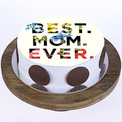 Best Mom Ever Pineapple Photo Cake Delivery in Gurugram