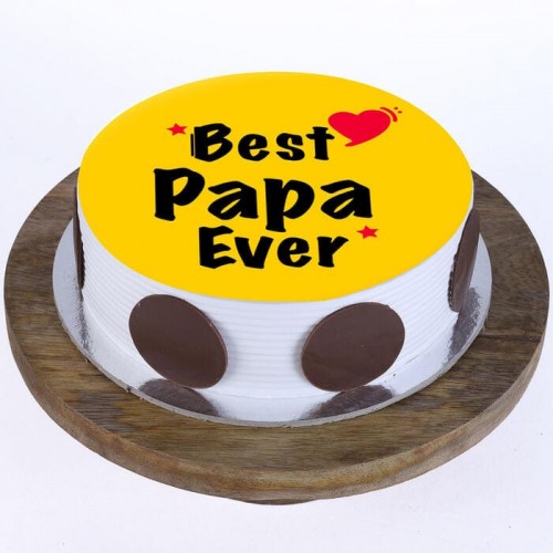 Best Papa Ever Pineapple Photo Cake Delivery in Gurugram