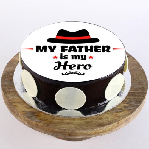 My Dad My Hero Chocolate Photo Cake Delivery in Gurugram