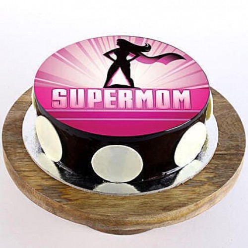 Supermom Chocolate Photo Cake Delivery in Gurugram