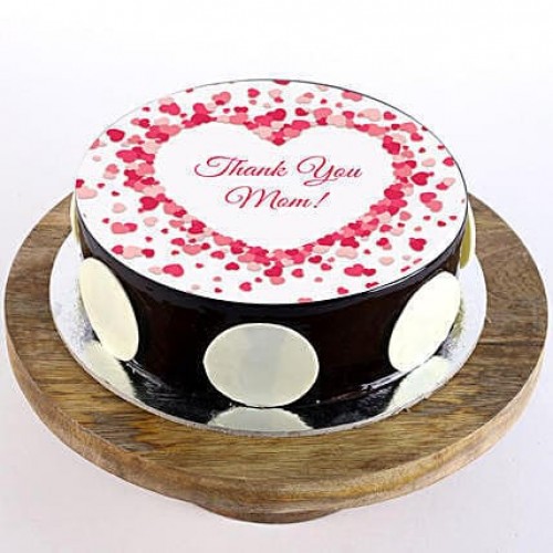 Thank You Mom Chocolate Photo Cake Delivery in Gurugram