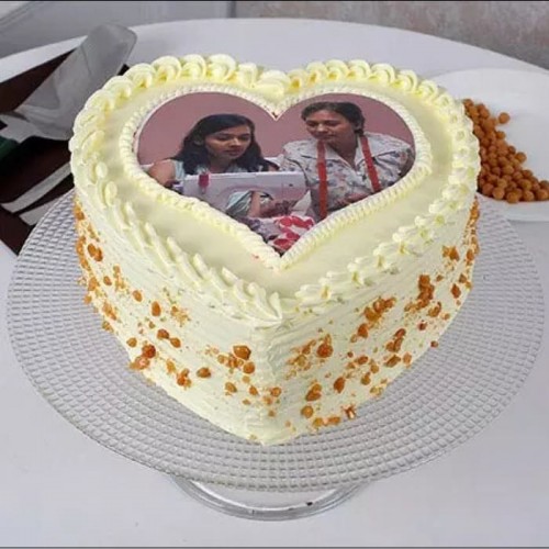 Butter Scotch Heart Shaped Photo Cake Delivery in Gurugram
