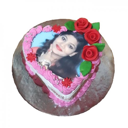 Heart Shape Strawberry Photo Cake Delivery in Gurugram