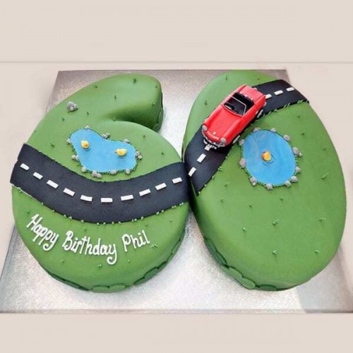 60th Birthday Driving Fondant Cake in Gurgaon