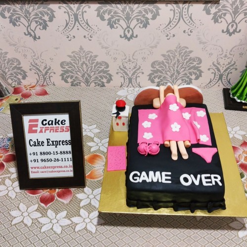First Night Game Over Fondant Cake Delivery in Gurugram