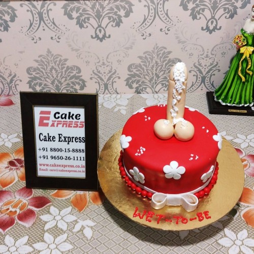 Red Fondant Penis Theme Cake Delivery in Gurugram