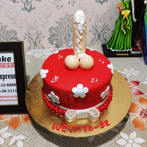 Red Fondant Penis Theme Cake Delivery in Gurugram