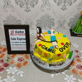 Game Over Theme Bachelor Party Cake