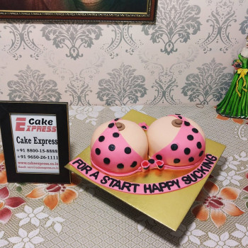 Polka Dots Pink Open Bra Fondant Cake Polka Dots Pink Open Bra Fondant Cake