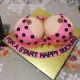 Polka Dots Pink Open Bra Fondant Cake in Gurgaon