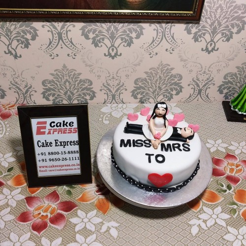 Miss to Mrs Theme Fondant Cake Delivery in Gurugram