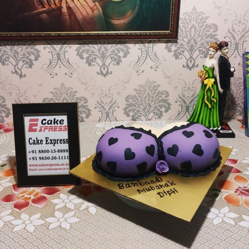 Purple Bra Polka Dot Fondant Cake Delivery in Gurugram