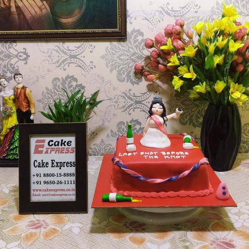 Red Fondant Bridal Bachelorette Cake in Gurgaon