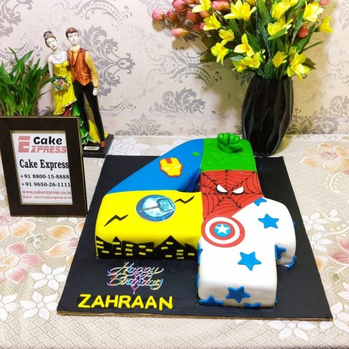 4 Number Avengers Theme Cake Delivery in Gurugram
