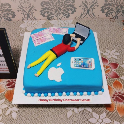 Tech Guy Theme Fondant Cake Delivery in Gurugram