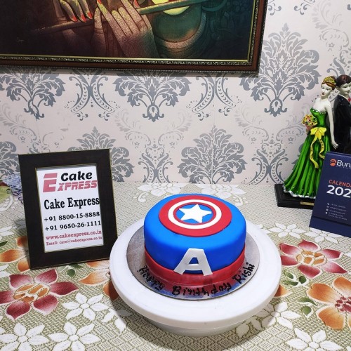 Captain America Fondant Cake Delivery in Gurugram