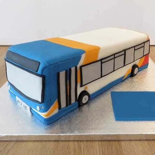 Bus Shape Birthday Fondant Cake in Gurgaon Bus Shape Birthday Fondant Cake in Gurgaon