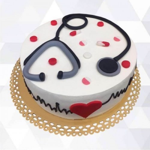 Simple Doctor Theme Semi Fondant Cake Delivery in Delhi NCR