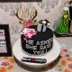 Black & White Engagement Fondant Cake in Gurgaon