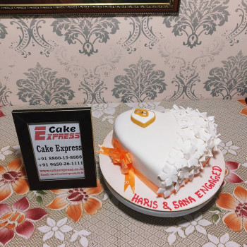 Heart Shape Engagement Ring Cake