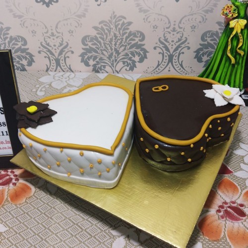 Double Heart Anniversary Fondant Cake Delivery in Gurugram