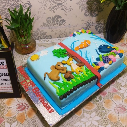Animal in Book Theme Fondant Cake in Gurgaon