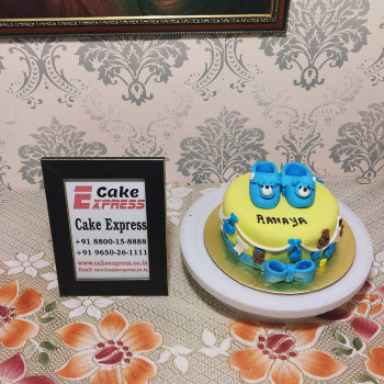 Blue Baby Shoes Fondant Cake Blue Baby Shoes Fondant Cake