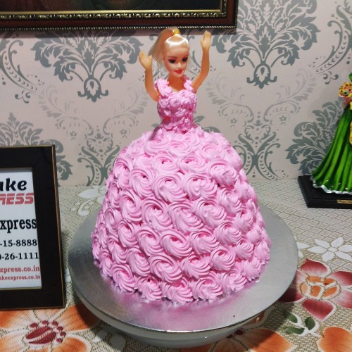 Pink Roses Barbie Doll Cake Delivery in Gurugram