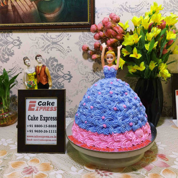 Barbie in Purple Floral Roses Cake