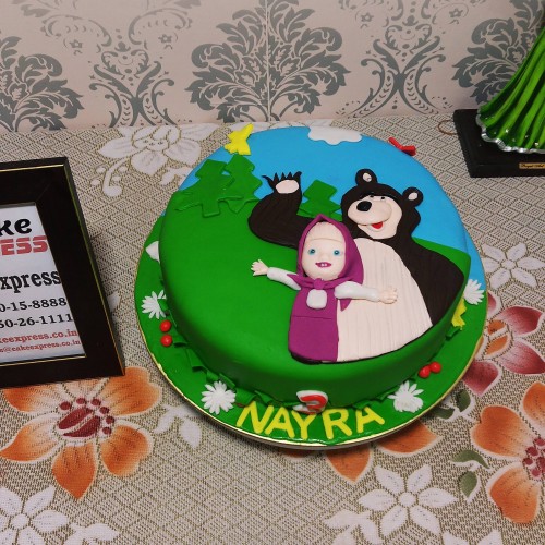 Masha and The Bear Theme Fondant Cake in Gurgaon