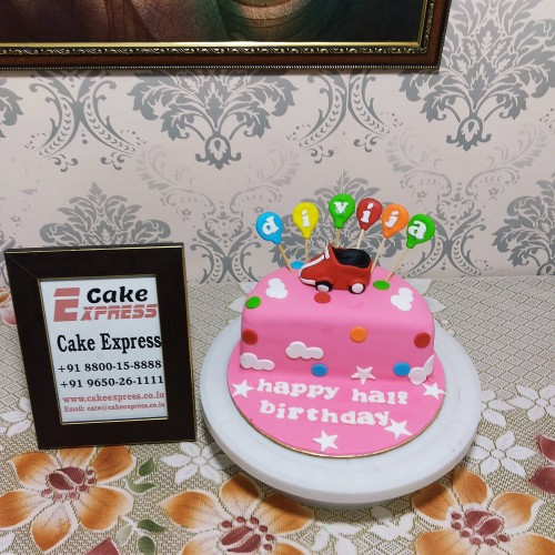 Half Birthday Fondant Cake Delivery in Gurugram