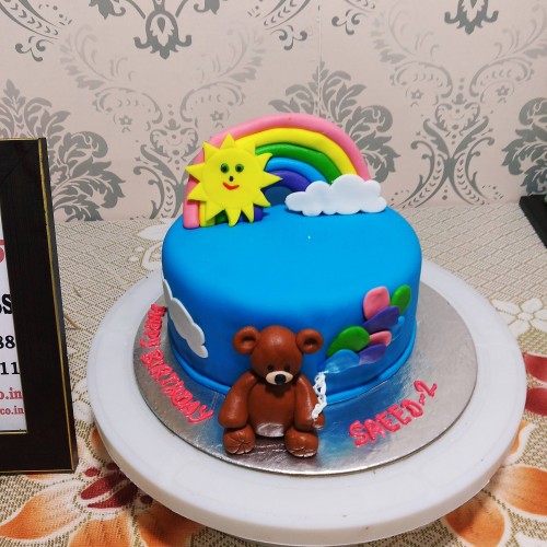 Rainbow Bear Fondant Cake Delivery in Gurugram