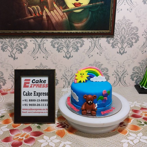 Rainbow Bear Fondant Cake Delivery in Gurugram