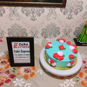 Blue Cream Icing Chocolate Cake